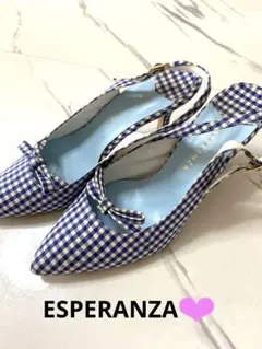 ESPERANZA ギンガムチェック スリングバックパンプス