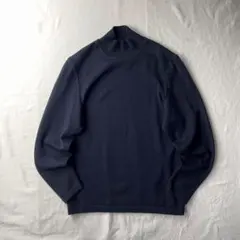 【ヴィンテージ】モックネックニットセーター ネイビー k85