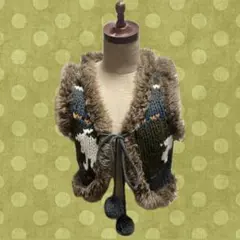 ファー付きウールベスト 森ガール