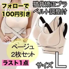猫背矯正ブラ 2枚セット L ノンワイヤー スポーツブラ ナイトブラ ベージュ