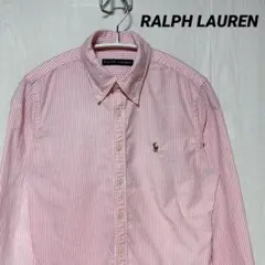 RALPH LAUREN ポニー 刺繍 長袖 ストライプ シャツ ピンク 6