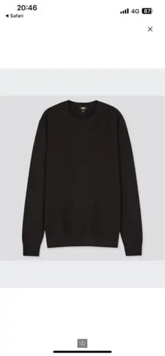 ユニクロ　カシミヤ100% メンズ　ブラック　クルーネック　ニット　Ｍサイズ