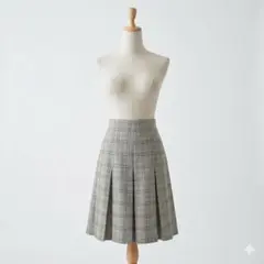 MARELLA DUE グレンチェック プリーツスカート 40 イタリア製ウールのサムネイル