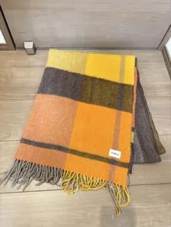 FURLA チェック柄マフラー オレンジ系