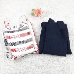 美品◎ブルックス ブラザーズ ワンピース 2枚組 ネイビー 紺 ホワイト系 白系