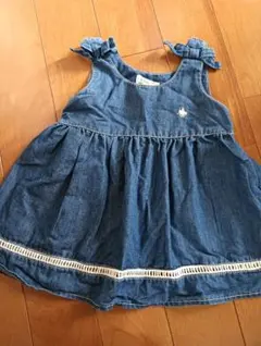 POLO Baby デニムワンピース　 リボン　はしごレース　ジャンパースカートのサムネイル