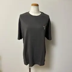 トムとジェリー 刺繍 半袖Tシャツ チャコール