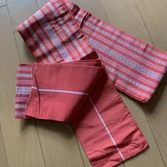 朱赤　ストライプ模様の帯　博多織