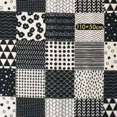 北欧パッチ柄　モノトーン／オックス生地　(延長可