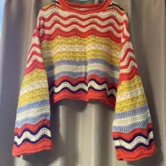 FOREVER 21 波模様 クロップドセーター