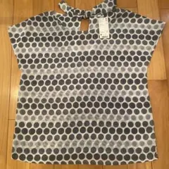 UNIQLO ドット柄 半袖ブラウス M グレー