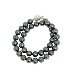 冠婚葬祭用　南洋真珠調10ミリ　大粒貝パールネックレス　タヒチピーコックグリーン