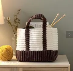 コーデュロイ バッグ 型収納 M トートバッグ スリコ スリーコインズ ブラウン