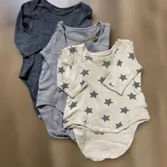 ロンパース 70-80 星柄 グレー系 3点セット