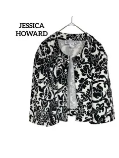 【美品】海外古着♡ジェシカハワード　ダマスク柄 ノーカラージャケット 16号