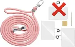 透明パッチ2枚 しっかりストラップ お手入れセット ピンク ネックストラップ