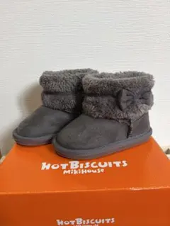 HOT BISCUITS グレー ファー付きブーツ 14.0