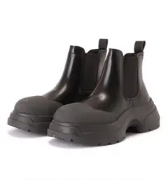 特価！！ 異素材サイドゴア厚底ショートブーツ 23.5cm