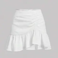 SHEIN ホワイトフリルミニスカート