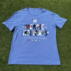 DC Justice League プリントTシャツ L ブルー USA y2k