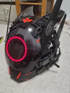 LEDライト付きフルフェイスヘルメット　レッド