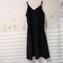 【GU】コーデュロイ キャミソールワンピース ブラック　M
