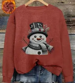 雪だるまプリント 赤セーター　ダサセーター　アグリーセーター 　2L