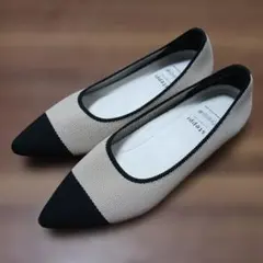 3111【未使用】steppiニットフラットシューズ　バイカラー　24
