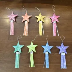 折り紙　七夕飾り　星　吹き流し　８色セット　吊るし飾りのサムネイル