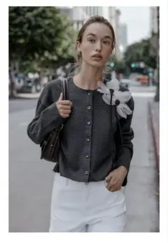完売品⭐︎ZARA フラワーリブジャケット L グレー 今期新作