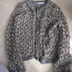 ZARA 編み込みデザイン 長袖カーディガン S