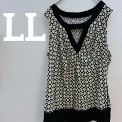 ⭐️【LL】 ノースリーブ チュニック おしゃれ 幾何学模様 カジュアル
