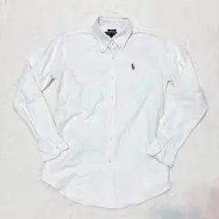 美品 ラルフローレン SLIM FIT 長袖シャツ オックスフォード ホワイト