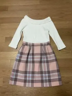 チェック柄 ドッキングワンピース