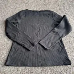 リブ編み長袖Tシャツ XL ダークグレー