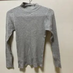 【新品未使用】　SONA グレー タートルネック リブ編み ニット