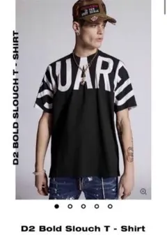 定価5.39万 DSQUARED2 ビッグロゴ カットソー Tシャツ 黒/白 M