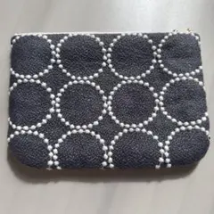 ハンドメイド ミナペルホネン タンバリン フラットポーチ ネイビー