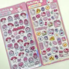 ①新品　マイメロ　キティ　ドロップシール　3D立体シール　2枚セット
