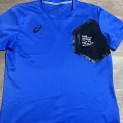 ASICS 半袖Tシャツ ブルー 胸ポケット付きのサムネイル