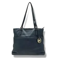 良品 マイケルコース トートバッグ 肩掛け MKロゴ A4 レザー ネイビー