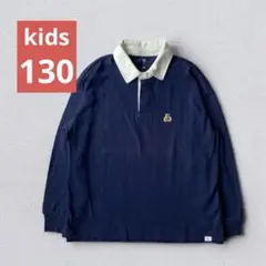 テディベア 長袖ポロ ラガーシャツ ネイビー 130 コットン
