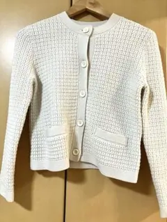 ユニクロ ニットショートジャケット Sサイズ ホワイト