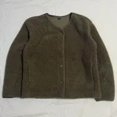 UNIQLO ボアジャケット ブラウン ノーカラー アウター カジュアル