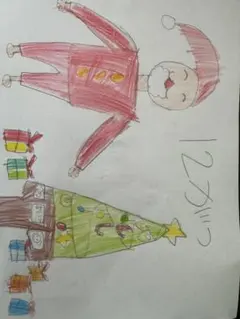 7歳の子どもが描いた絵クリスマス 原画 手描き 一点もの