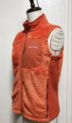 【美品】モンベル mont-bell クリマエアベスト キッズ150オレンジ