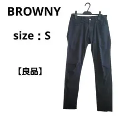 【良品】BROWNY スリムフィット ブラック チノパン Sサイズ ストレッチのサムネイル