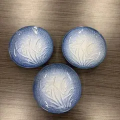 有田焼　青い花柄の陶磁器皿3枚セット