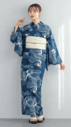 ◆ノー皺加工最高級クールパス◆夏金魚鯉の紺青浴衣◆二部式簡単浴衣★