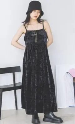 JEANASIS ベロアキャミワンピース